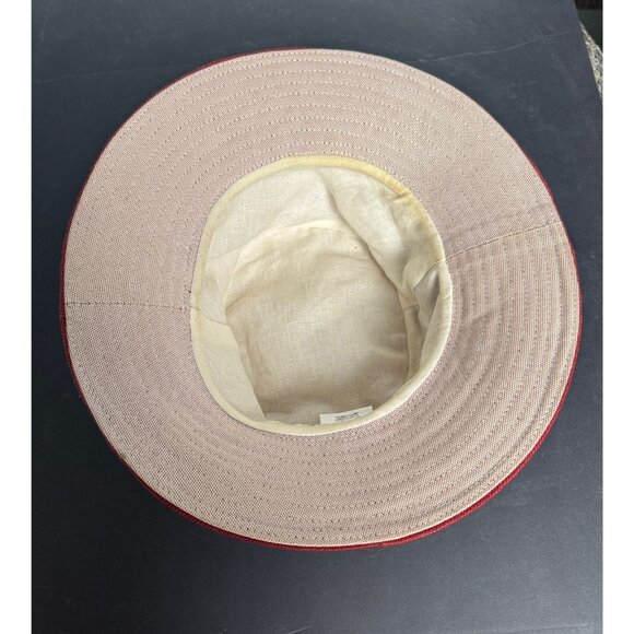 Chapeaux Motsch for Hermés Beige Burgundy Canvas Bucket Hat 56 - Picture 6 of 11